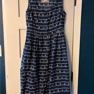Sugarhill Brighton Navy Sailboat Print Midi Dress